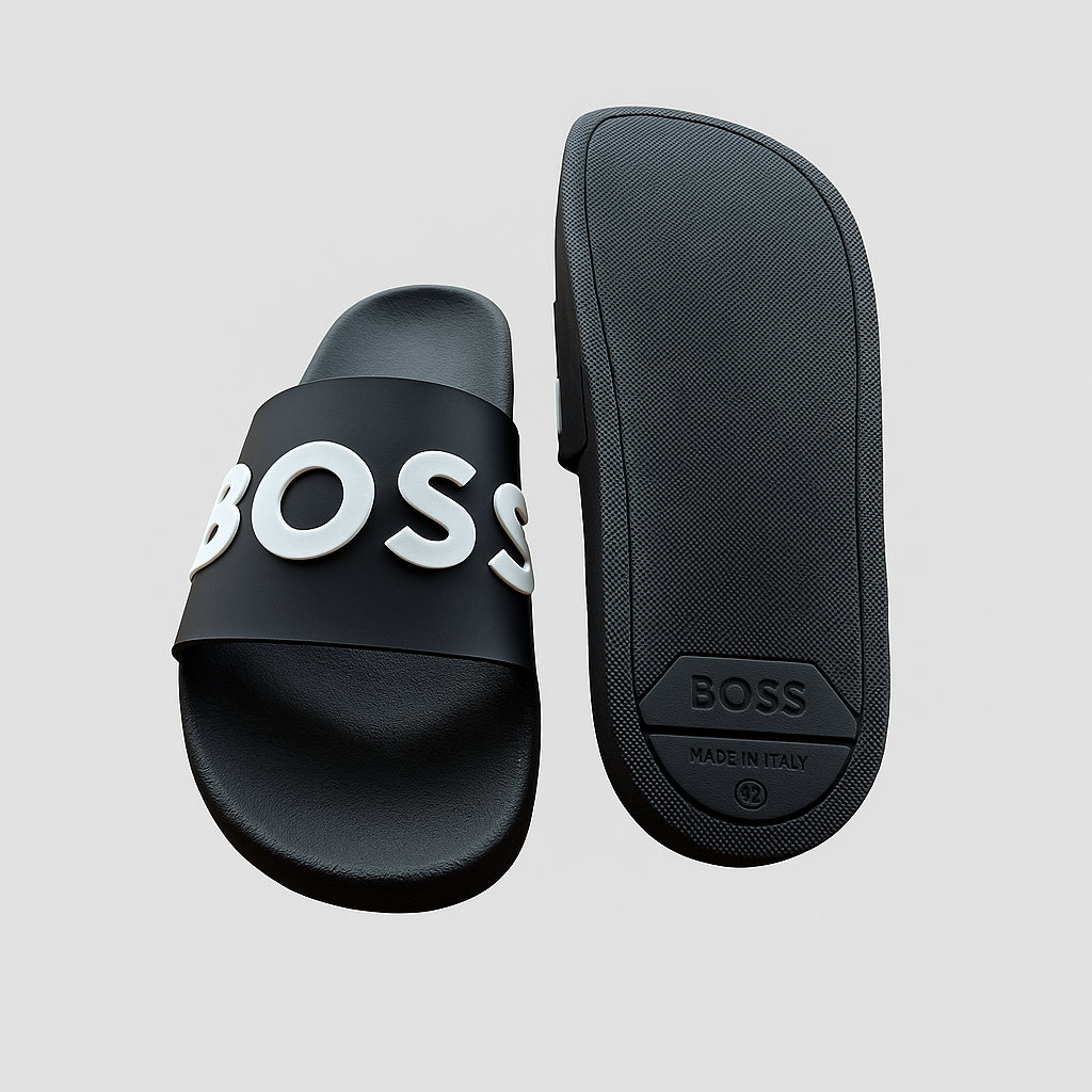 SANDALIA BOSS NEGRA CON BLANCO 1.1