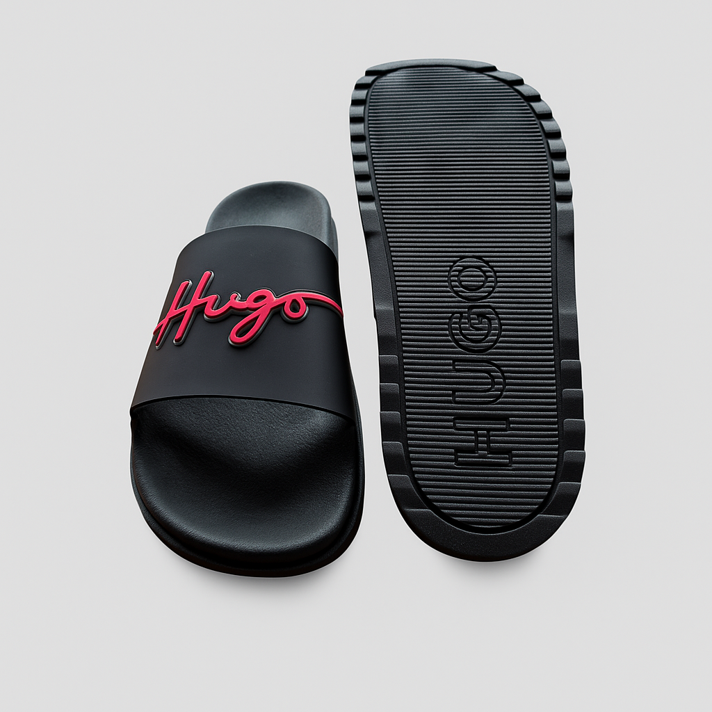 SANDALIA HUGO NEGRA CON ROJO