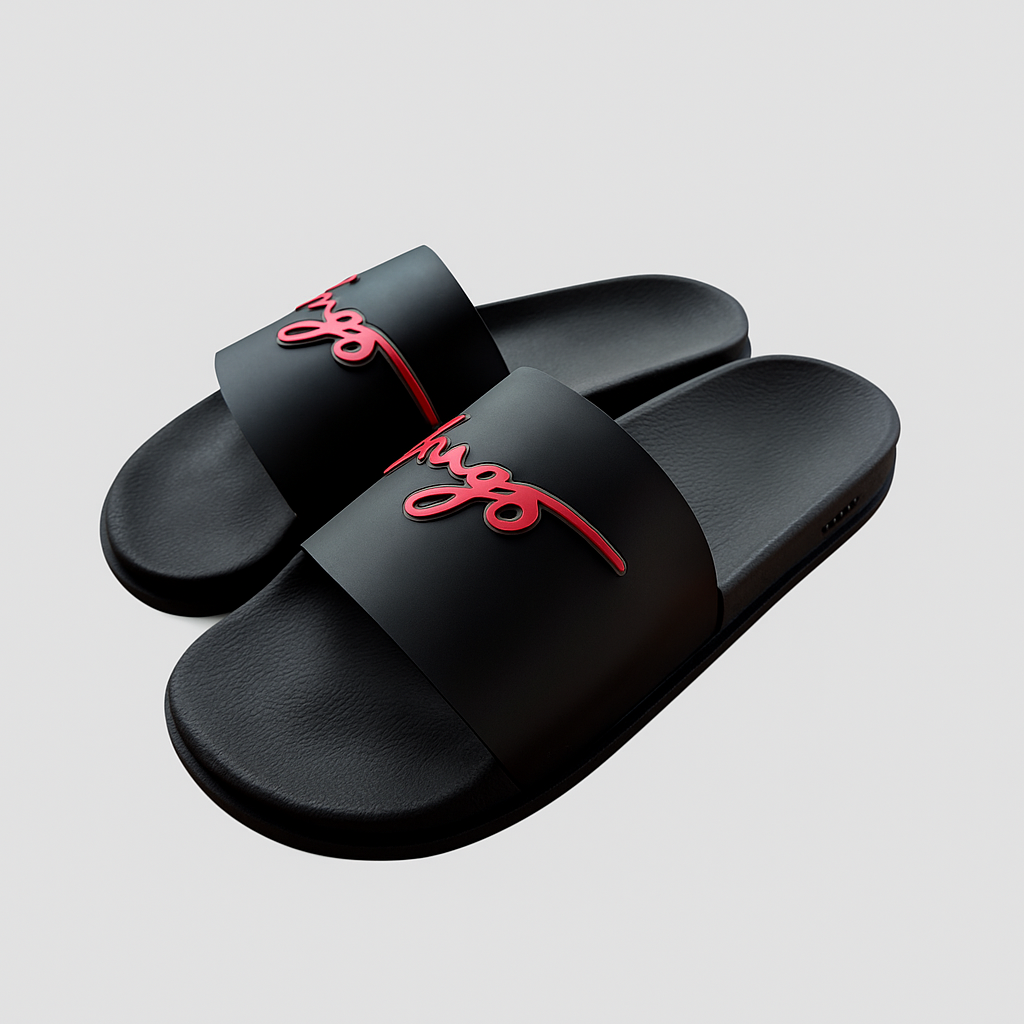 SANDALIA HUGO NEGRA CON ROJO